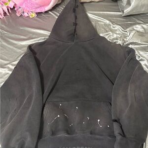 Black Hoodie with Paint Splatter